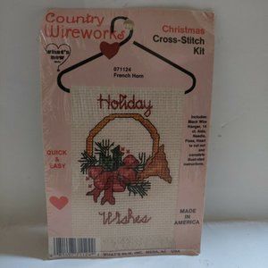 New Country Wireworks Christmas Cross Stitch Kit 071124 French Horn Holiday Wish